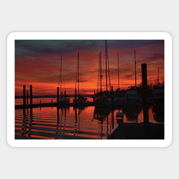 Sunset at the marina Sticker by tgass